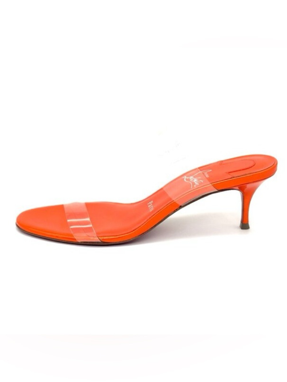 Christian Louboutin just nothing pvc 55mm magma orange pump sz 38.5